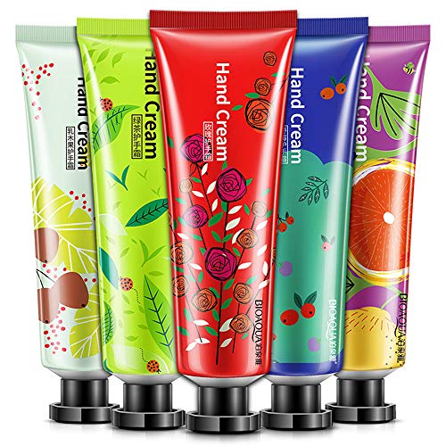 Plant Extract Fragrance Hand Cream Hydrating Moisturizing and Nourishing Hand Care Cream Repair Anti Aging Anti Chapping Hand Care Beauty 5 Pieces Set for Men and Women