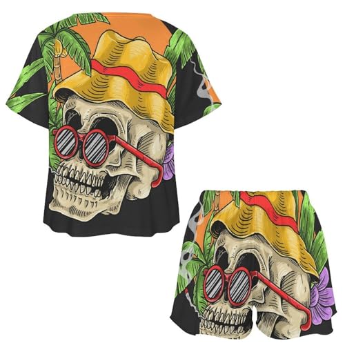 Pyjama manches courtes ensemble tropical femme vêtements de nuit légers - 5