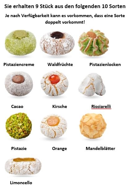 Pasticcini Siciliani, sizilianisches Mandelgebäck 350 g, weiche Mandelpaste in 9 verschiedenen Variationen