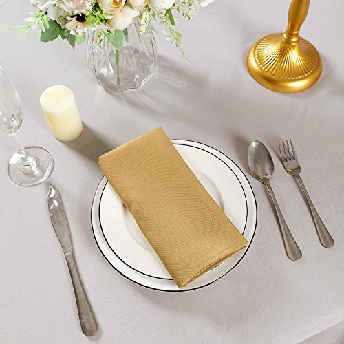 Cloth Napkins 17X17 Inch Washable Polyester Dinner Napkins Soft Table Napkins For Wedding Party Dining Banquet(Gold,12Pcs) #TOP6