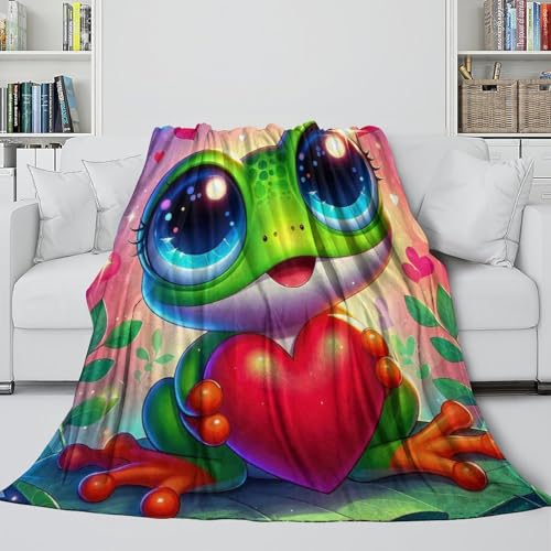 Couverture en peluche grenouille 3D plaid microfibre chaude et douce 127x152cm