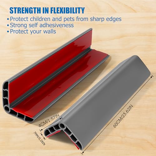 Image of Wall Corner Edge Protector 4 Pack,1.57x1.57x23.62x0.28 inch Soft Baby Proof Corner Guards for Sharp Edges, Self-Adhesive Corner Protectors for Home, Kindergarten,Thickness-7mm(0.28 in)