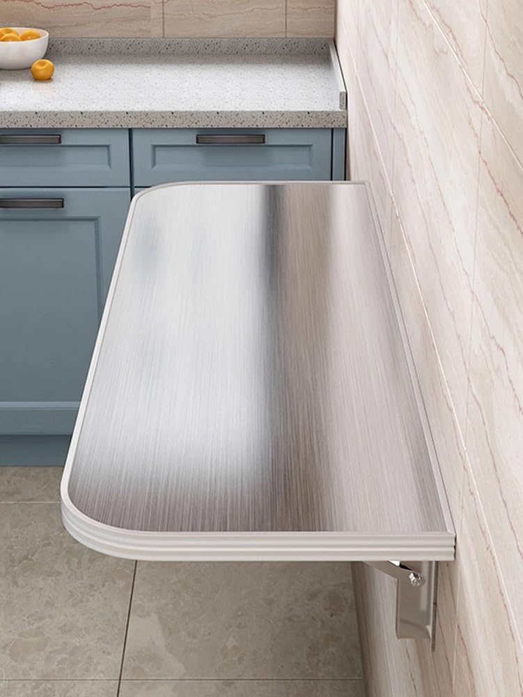 GDMDPTE Stainless Steel Folding Wall-Mounted Table for Kitchen Laundry or Bar - Space-Saving 60x30CM Flattable Solution for Food Trucks and Small Spaces