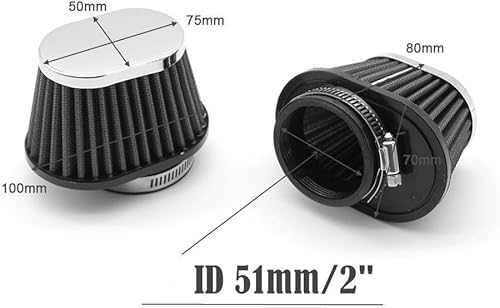 Miniatura 2 de Filtro de admisión de aire frío de 2", para filtro de aire de motocicleta Filtro de aire de hongo de 51 mm2 "- Negro