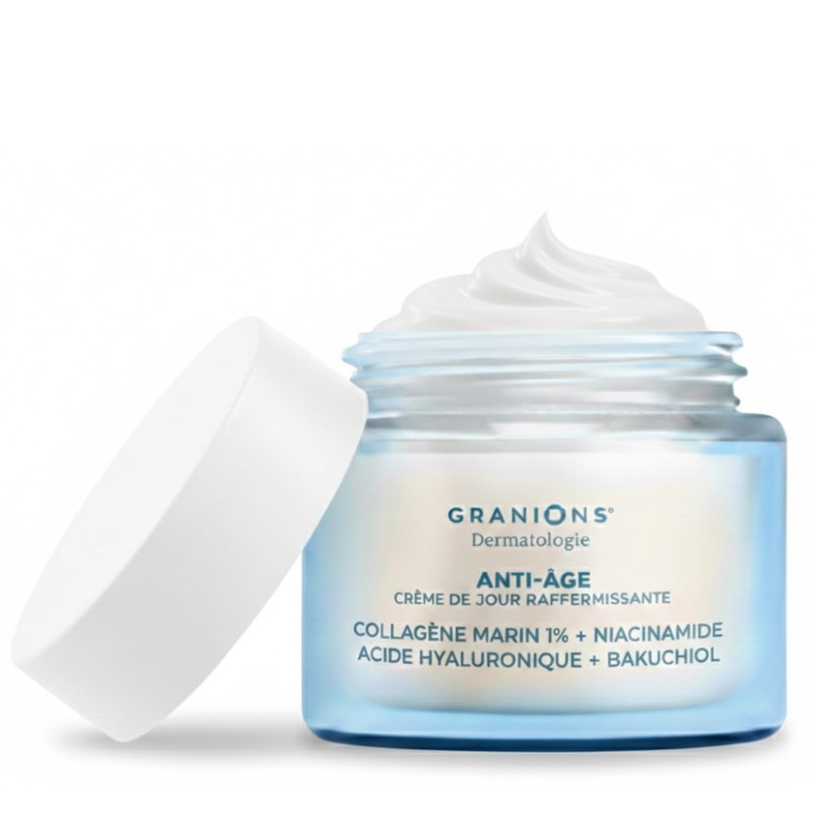 Creme ANTI RIDES Femme - Creme de JOUR - RAFFERMISSANTE - Hydratante Visage Action Anti Ride - Collagene marin, Acide Hyaluronique, Bakuchiol - Femme Collagene - GRANIONS - 50 ml