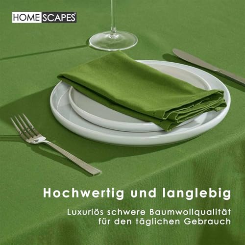 Homescapes Olivgrüne Tischdecke mit Hohlsaum aus 100% Baumwolle 137x228 cm, Tischtuch rechteckig, waschbar & pflegeleicht – Ansicht 4