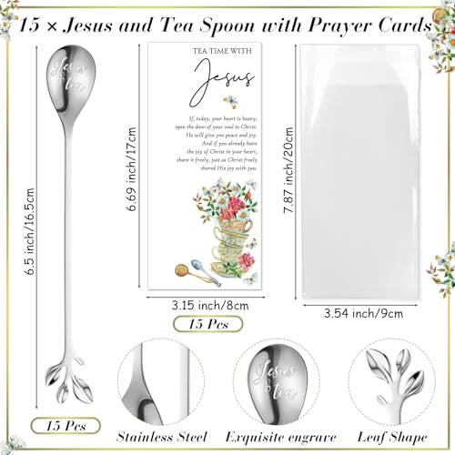 Skybooly Christian Tea Spoons with Prayer Cards (15 Sets)