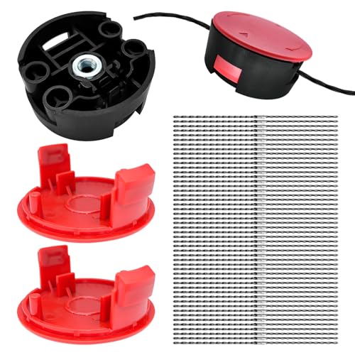 JOJOCY F016800431 Fil de rechange pour débroussailleuse Bosch AFS 23 à 37, avec couvercle de bobine F016F04841 et tête de coupe F016F04839, 37 cm × 3,5 mm (50 lignes + 2 couvercles + 1 tête)