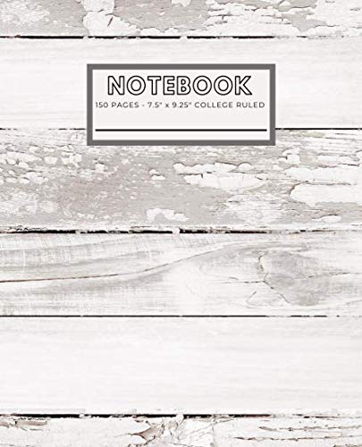 Farmhouse Style Composition Notebook | White Shiplap | 150 Pages College Ruled Lined Paper | 7.5" x 9.25" | Perfect for Home School Office: Decorative ... College Students | One Subject | Journal