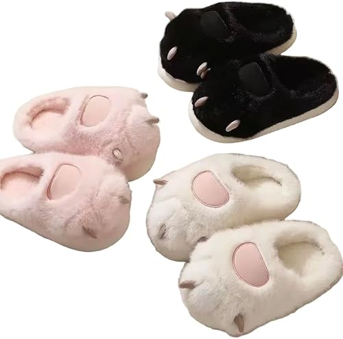 Kids Fluffy Animal Slippers, Cute Cartoon Design, Cosy Indoor House Shoes for Children
