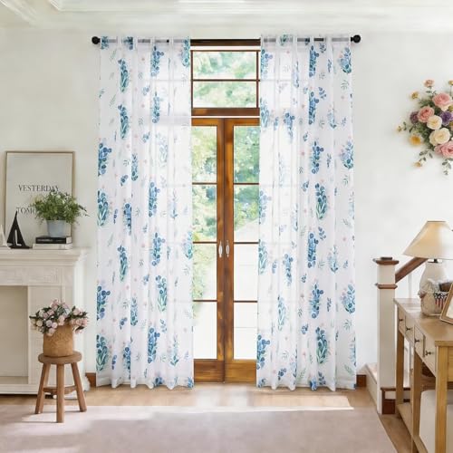 youleyar Floral Sheer Curtains for Living Room 84 Inches Long 2 Panels by youleyar - Used condition - Image 6