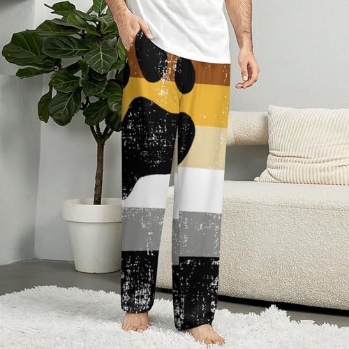 Bear Gay Pride Flag Men's And Women's Comfortable Casual Pajama Pants with Drawstring3