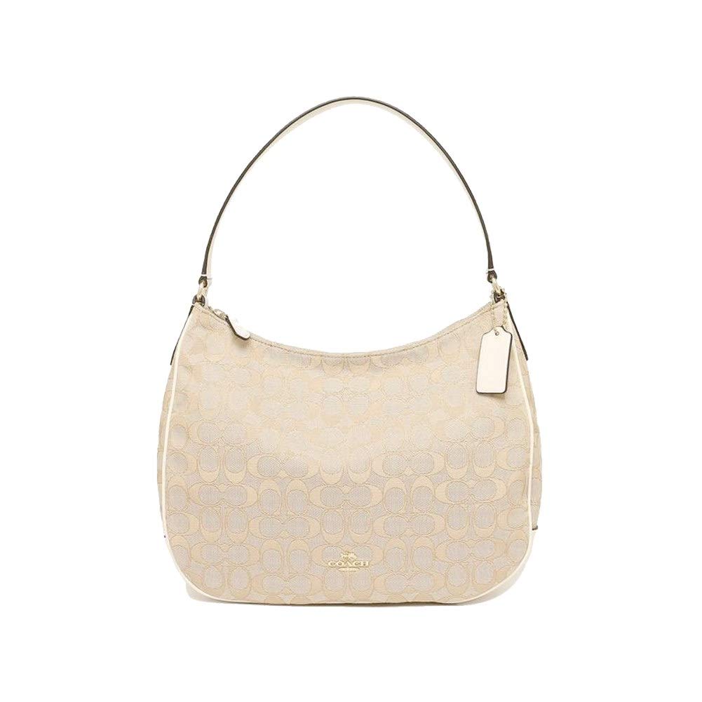 Coach ZIP SHOULDER BAG IN SIGNATURE JACQUARD, Light Khaki/Chalk/Imitation Gold, NS