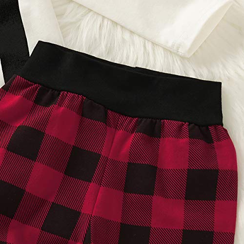 Tabpole Pasgeboren Baby Jongens Gentlement Suit Romper Rood Geruite Broek Hoed Kerst Outfits Set - Afbeelding 5