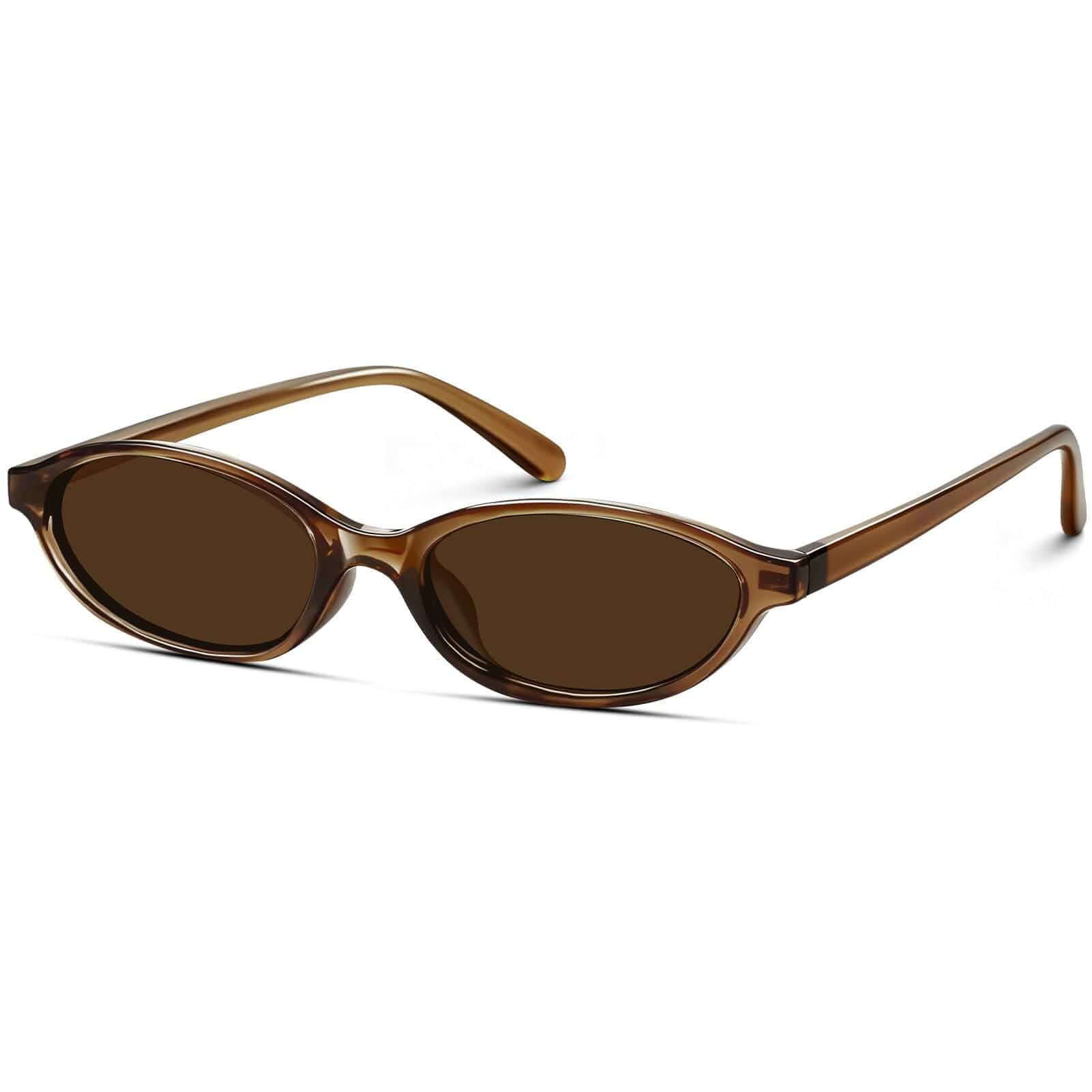 XIMenNaO Retro Oval Sunglasses for Women Trendy Narrow Cat Eye Sunglasses Chic 90s Y2K Sunnies UV400 Shades for Small Face
