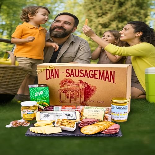 Dan the Sausageman Juneau Gourmet 8 items Gift Basket - Original Summer Sausage, Wisconsin Cheese, Mustard, Craker, Olives, Nuts and Candy | Gift Snack Box - Thumbnail 7