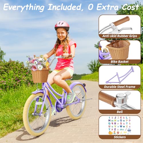 Image of Glaf Girls Bike Bicycle for 2-12 Years Old 12 14 16 20 inch Kids Toddler Bike with Training Wheels and Basket,Doll Seat, Kids Bike Bicycle for Gift
