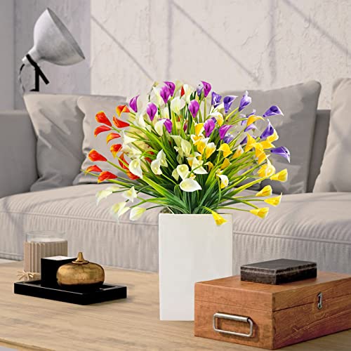 20 Bundles Calla Lily (500 Heads) Artificial Flowers For Outdoors, Uv Resistant Faux Fake Plants Plastic Summer Flower Indoor Outside Hanging Planter Home Garden Porch Decor (Color Mix) #TOP3