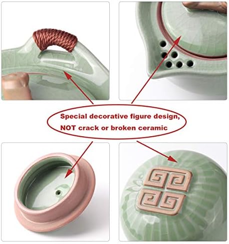 Ceramic Travel Tea Pot Infuser Set, Chinese Kung Fu Teapot 1 Pot 2 Cups Porcelain Teacup Teapot with Portable Bag Box All in One for Home Outdoor Picnic Camping Business Hotel
