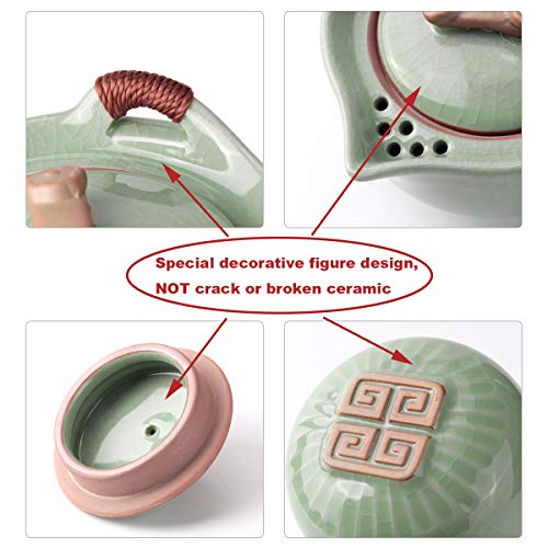 Travel Ceramic Tea Pot Set, Chinese Kung Fu Teapot 1 Pot 2 Mini Cup Porcelain Gongfu Teacups With Infuser Portable Bag All In One For Picnic Outdoor Camping Hotel #TOP4