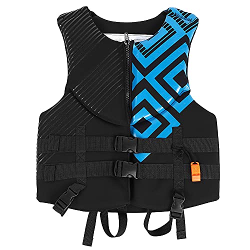 Kayak Life Vest, Tear Resistant Good Buoyancy Fast Drying Easy to Clean Impact Vest for Fishing for Swimming(Blue M)