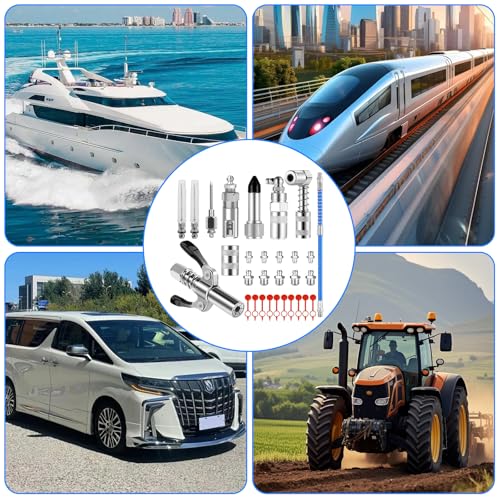 Fettpresse Mundstück,28 Stück Fettpresse Adapter Set,G Coupler für Fettpresse Schmiernippel,mit 30cm Schlauch Fettpresse und Aufsatz Schmierpresse Anschluss Nippel 8 Typen,für alle Arten von Fettpres