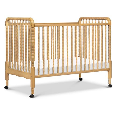 Image of Davinci Jenny Lind 3-in-1 Convertible Crib in Honey, Removeable Wheels, Greenguard Gold