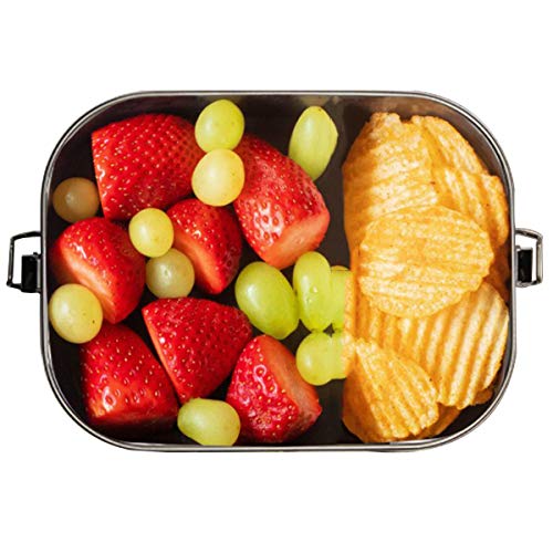 Uptrust Leak Proof Stainless Steel Lunch Food Container, Large Bento Boxes Metal Lunch Box For Kids Or Adults - Lockable Clips Adjustable Divider Included -Dishwasher Safe, Bpa Free (1200Ml/40Oz) #TOP3