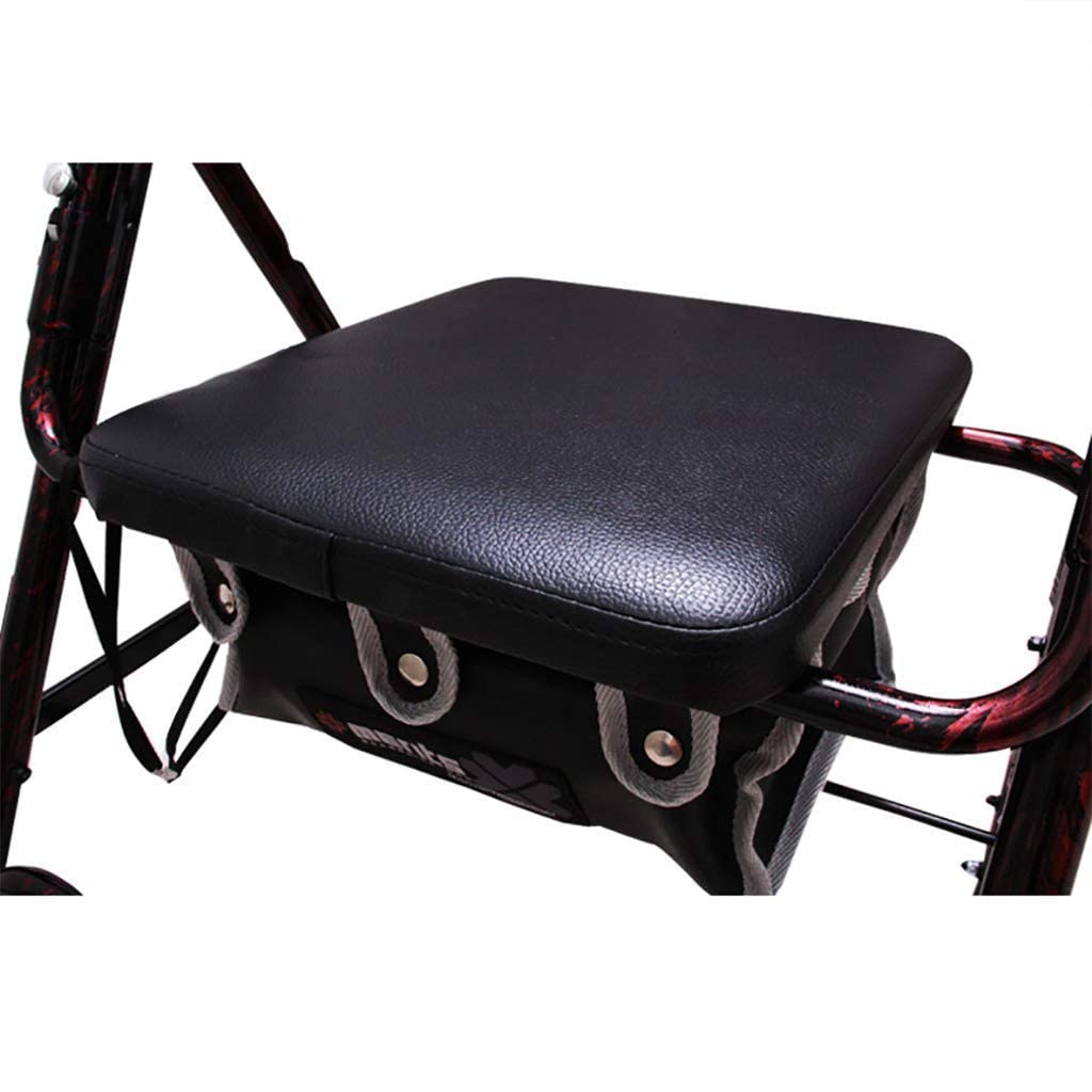 Chodziki dla seniorów Rama do chodzenia z kratą Chodzik czterokołowy Rollator z podparciem pleców i siedziskiem, Rollator Lekki aluminiowy składany chodzik, łatwa regulacja wysokości Chodzik z