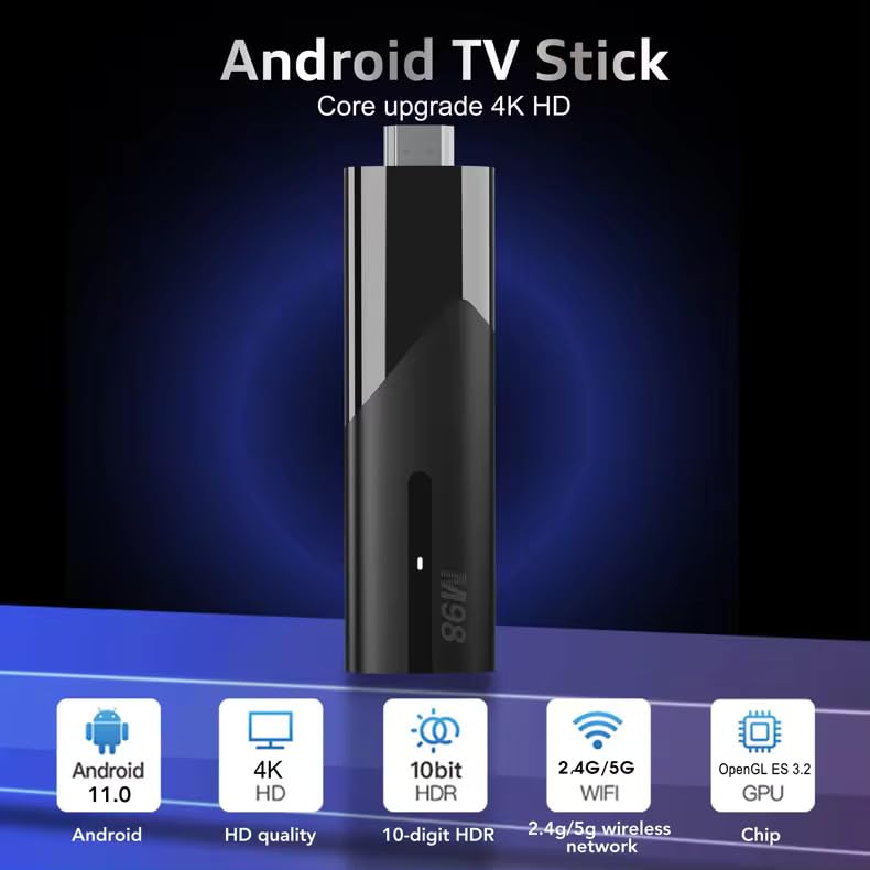 Image of Y10 Mini Smart Android TV Stick 4K Streaming Device with Android 12, 5G Wi-Fi, Bluetooth, Quad-Core CPU, 2GB RAM, 16GB Storage,1 Year Warranty.