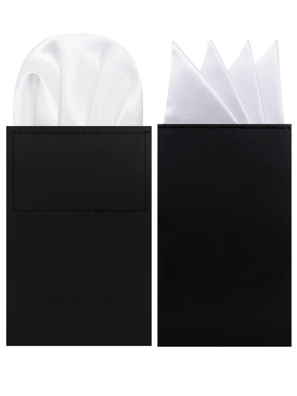 Luckyvestir Pocket Squares for Men Prefolded, Mens Handkerchiefs on Card, White Black Pocket Square for Suit Jacket Tuxedo