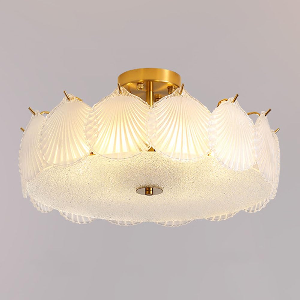KXEcoLife E27 French crystal glass ceiling lamp, modern chandelier for princess room, living room bedroom study combination lamps and lanterns,A,60CM