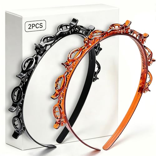 JASSINS 2 Pcs Bangs Hairstyle Hairpin Headband, Professional Weave Bangs Clip, Toothed Headband...