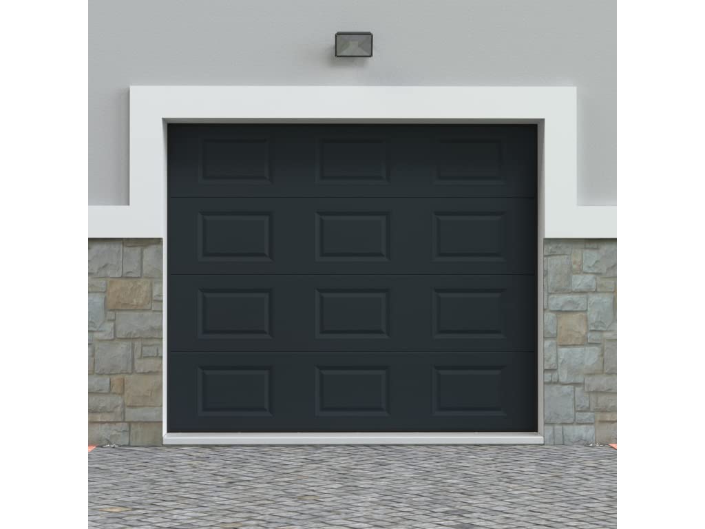 Vente-unique - Porte de garage sectionnelle à cassette anthracite motorisée L254 x H218 cm - CAOPAS