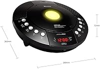 Vista 3 de HANNLOMAX Reproductor de CD HX-330CD, radio FM, Bluetooth, despertador, pantalla LED roja, puerto USB para cargareproducción de MP3, entrada