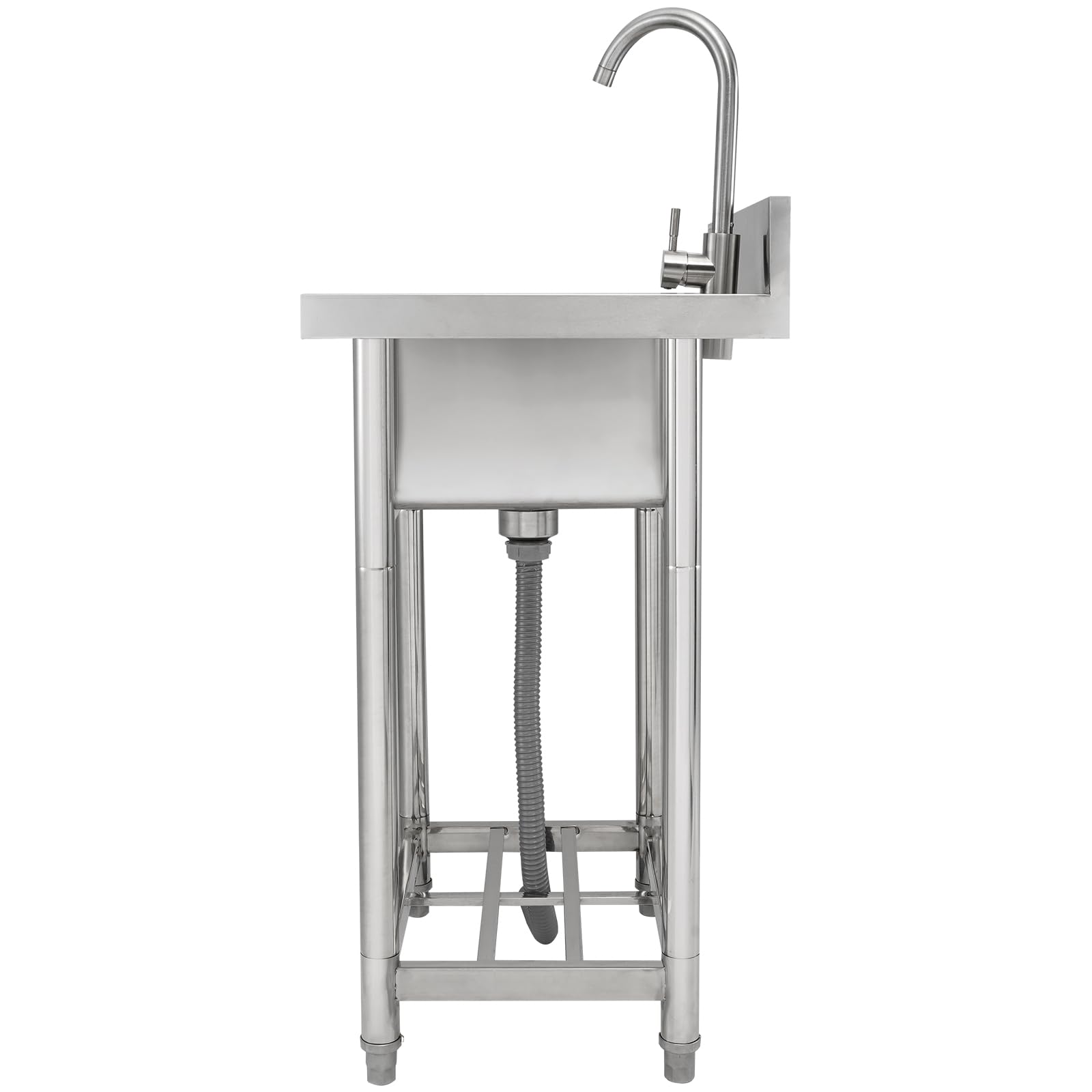 VEVOR Fregadero Utilitario de Acero Inoxidable, Fregadero Pequeño Independiente de 1 Compartimento que Incluye Grifo y Patas, Fregaderos Comerciales de un solo Tazón de 410 x 330 x 220 mm