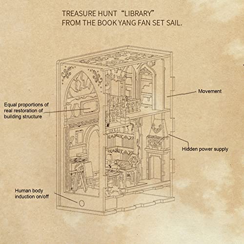 Kit de recanto de livro, DIY casa de bonecas decoração de estante de livros, quebra-cabeça de madeir