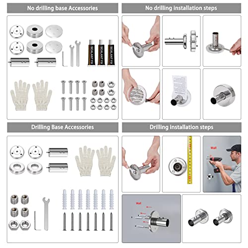 Raoot Shower Curtain Rod Curved Drill Or No Drill, Adjustable Shower Curtain Rod L Shaped 28"-40"X44"-68" Outdoor Shower Curtain Rod With 24 Shower Curtain Rings #TOP4