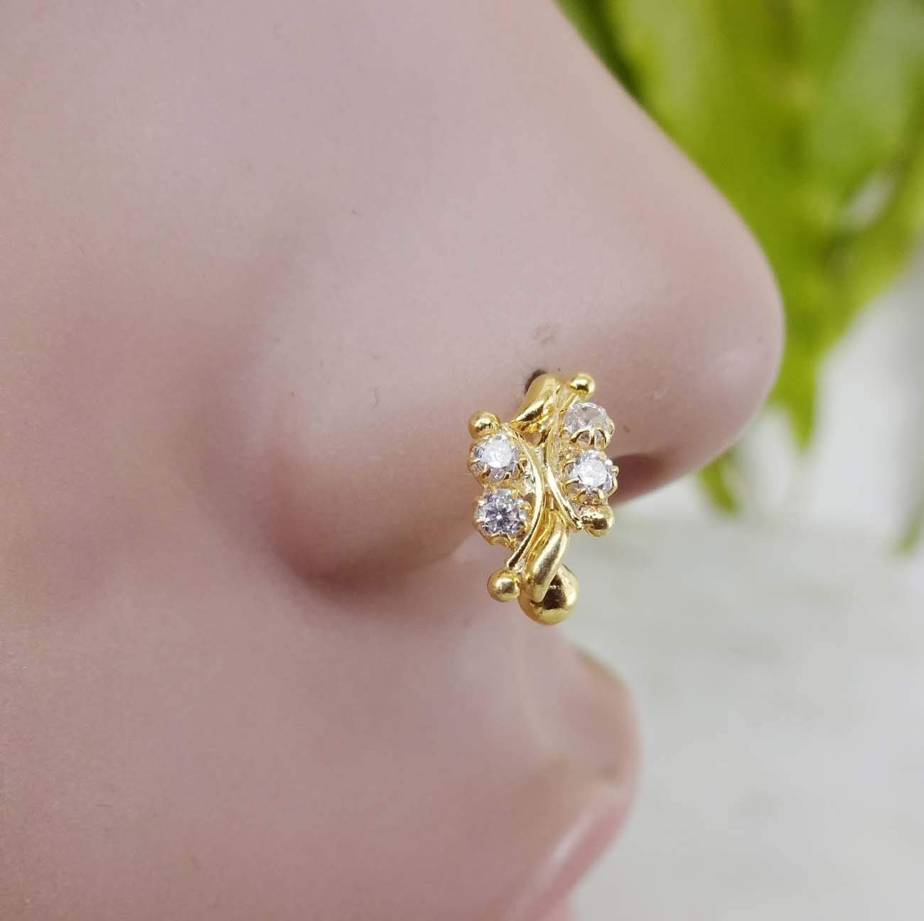 Crystal Nose Ring,Gold Nose Piercing,Gift For Her,Indian