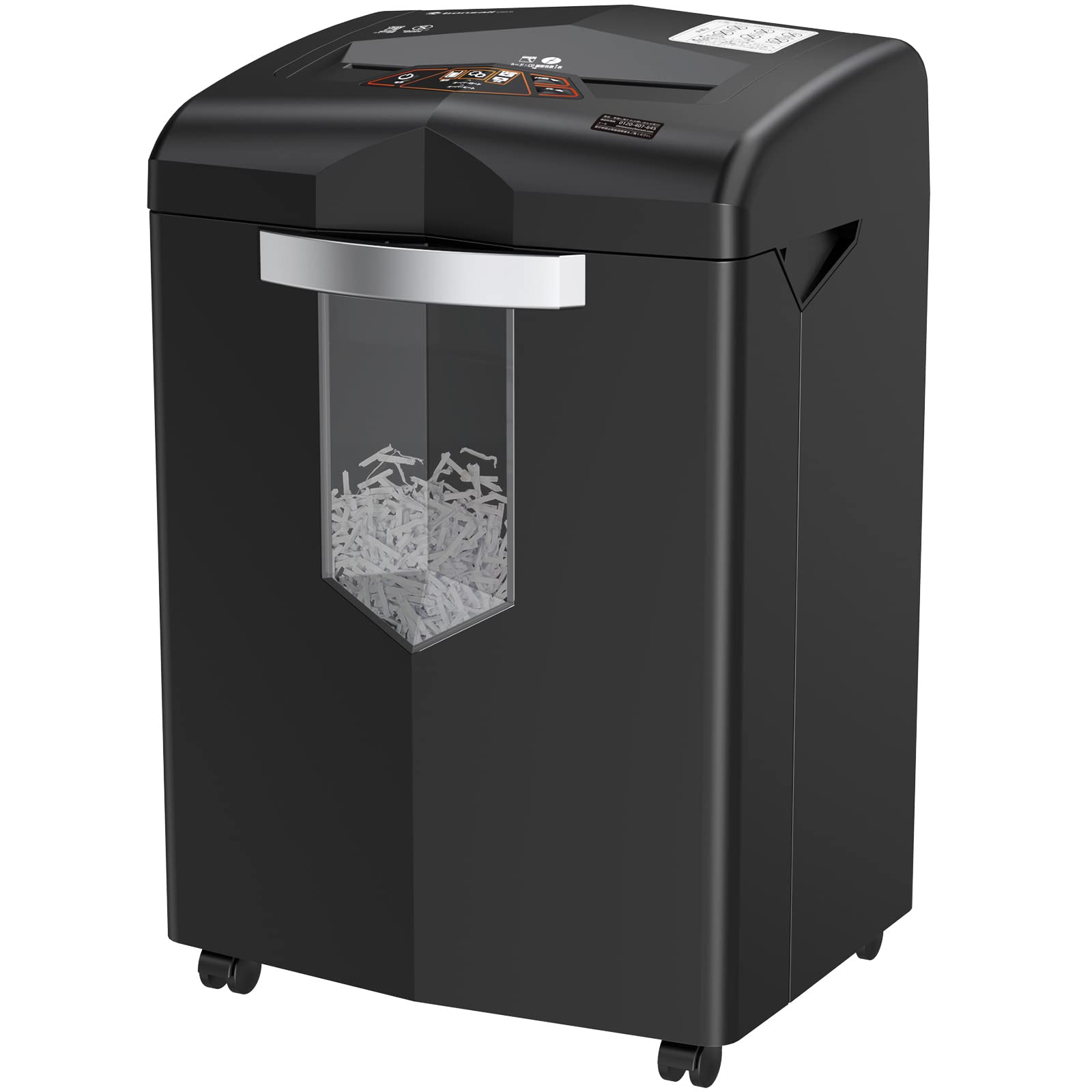 Bonsaii Paper Shredder for Office, 24-Sheet 60-Minute Cross Cut Shredder for Heavy Duty with 4 Casters, High Security Shreds Credit Cards/Staples/Clips Mail Shredder, 7 Gallons Pullout Basket(C144-D)