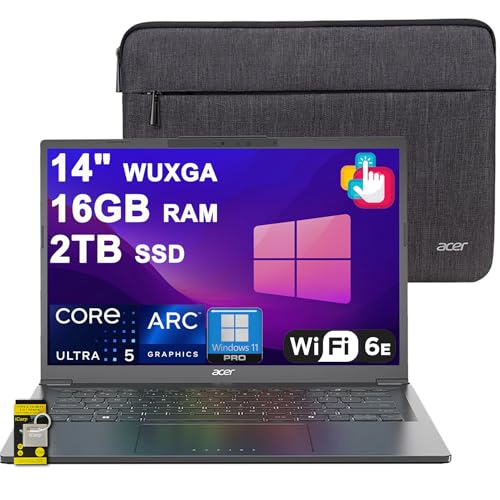 Image of acer Aspire 14 AI Portable Laptop 14 inch WUXGA Matte Touch Intel 8-core Ultra 5 226V (Up to 40 NPU Tops - Up to 53 GPU Tops) 16GB RAM 2TB SSD for Creator Business Work Win11Pro ICP Hub