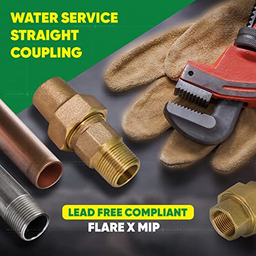 Image of Midline Valve XT-BGN0034-5 Water Service Coupling 3 /4 in. Flare x MIP Pipe Fitting Bronze (5 Pack)