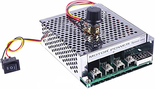 KNACRO PWM DC Motor Driver 60A DC 12V 24V 36V 48V 10V-50V Forward Reverse Switch Tachometer Brush Motor Inverted Module Metal Protective housing Maximum Power 3000W(60A +/-)