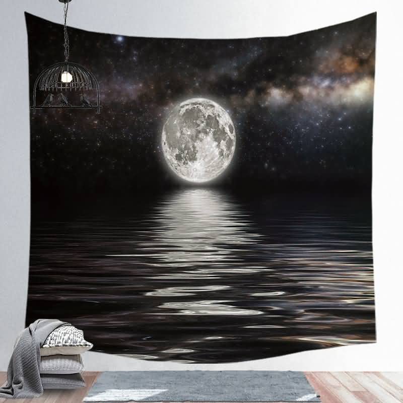 EHOMERY Tapestry Trippy Nature 3 For Bedroom Aesthetic Black Moon On Sea Wall Covering Linen Tapestries With Landscapes Hanging Blanket Living Room Art Décor 150X200Cm