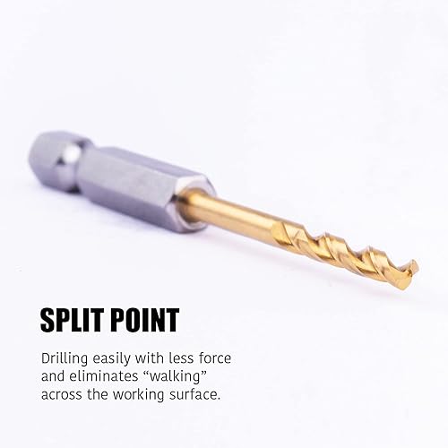 Miniatura 3 de 12 brocas de vástago hexagonal de 764 pulgadas (paquete de 3, 4 unidades, 12 en total), broca helicoidal de titanio, punta dividida de 135 grados