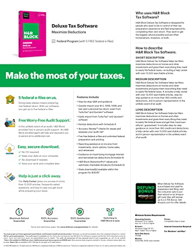 Image of H&R Block Tax Software Deluxe 2022 with Refund Bonus Offer (Amazon Exclusive) [Mac Download] (Old Version)