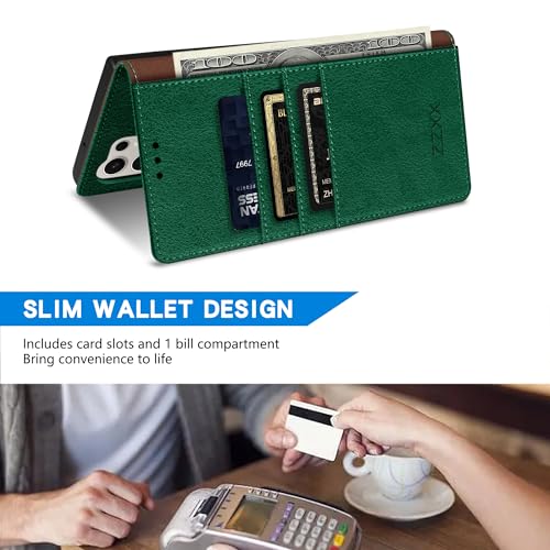 Image of ZZXX for Samsung Galaxy S25 Ultra Wallet Case with [RFID Blocking] Card Slot Kickstand Magnetic Closure Leather Flip Fold Protective Phone Case for Galaxy S25 Ultra 5G Case Wallet(Green-6.8 inch)