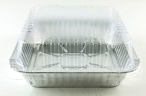 Durable Packaging Square Cake Aluminum Foil Pan W/Clear Lid 50 Sets - Disposable Baking Pans (Pack Of 50) #TOP2