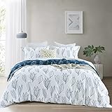 CozyDH Leaf Duvet Cover King - 100% Cotton Soft Lightwight Leaves Print Duvet Cover Bedding Set King