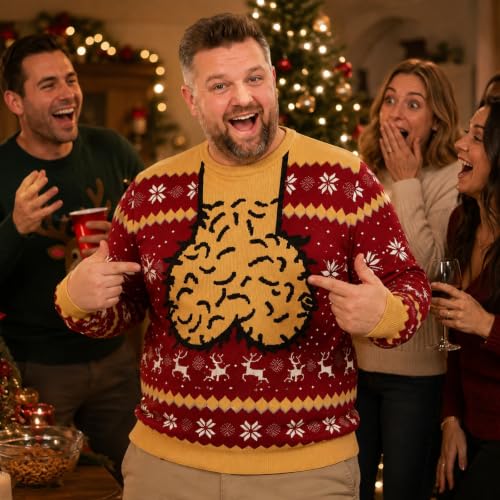 Ugly Christmas Sweater Santa Costume 3D Hairy Body Custom Sweatshirt - image 3